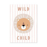 Lion Kids Typography Wall Art – Pastel Wild Child Nursery Print