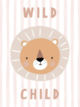Lion Kids Typography Wall Art – Pastel Wild Child Nursery Print