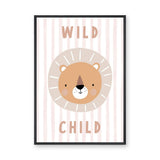 Lion Kids Typography Wall Art – Pastel Wild Child Nursery Print
