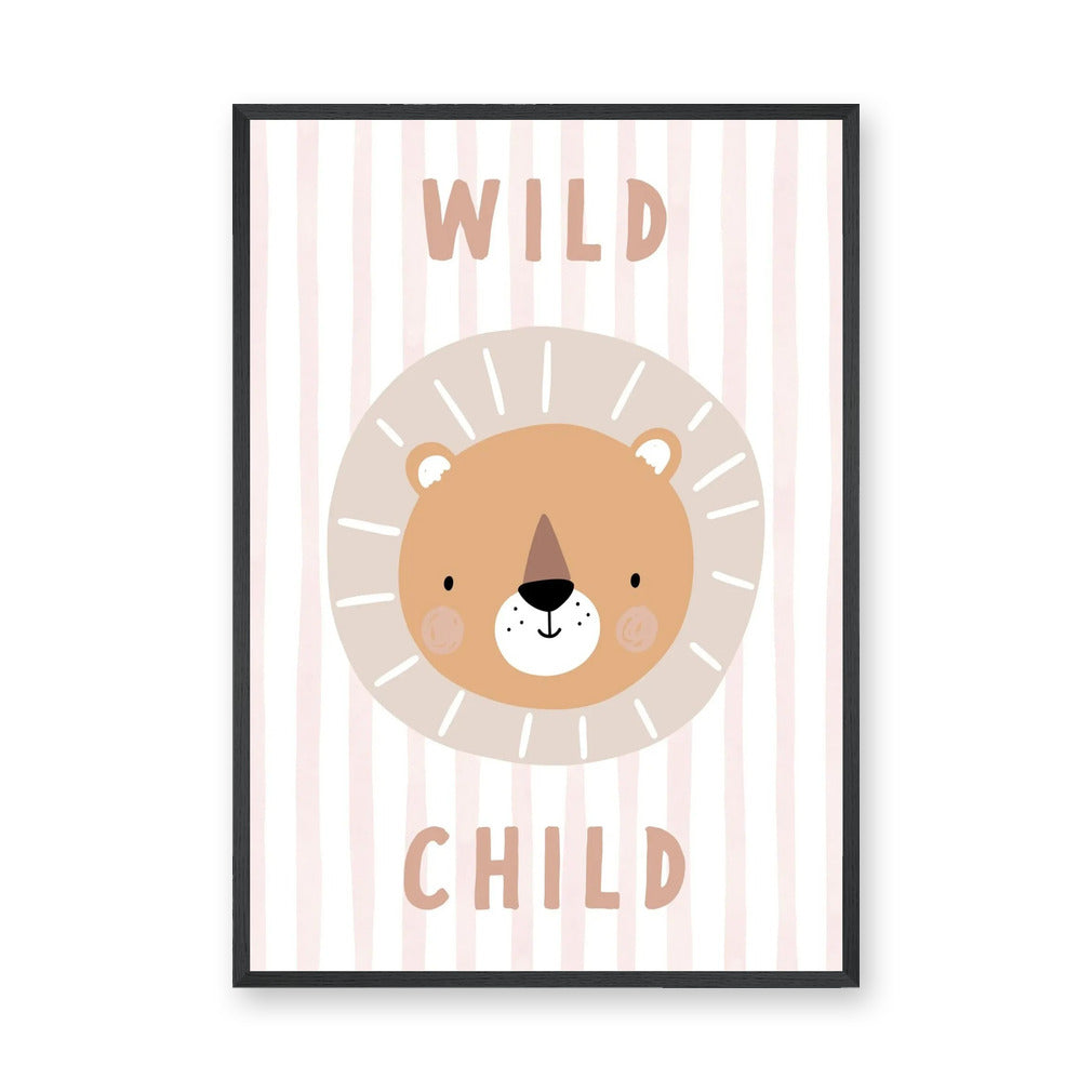 Lion Kids Typography Wall Art – Pastel Wild Child Nursery Print