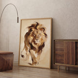 Lion Modern Abstract Wall Art – Gold Mane Animal Portrait