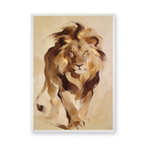 Lion Modern Abstract Wall Art – Gold Mane Animal Portrait