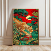 Lioness in Jungle Aesthetic Wall Print Poster Print
