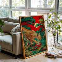 Lioness in Jungle Aesthetic Wall Print Poster Print