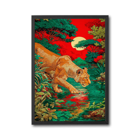 Lioness in Jungle Aesthetic Wall Print Poster Print