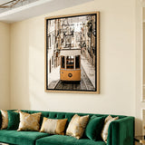 Lisbon Tram Vintage Wall Art – Yellow Tram on Cobblestone Street