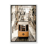 Lisbon Tram Vintage Wall Art – Yellow Tram on Cobblestone Street