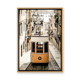 Lisbon Tram Vintage Wall Art – Yellow Tram on Cobblestone Street
