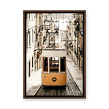 Lisbon Tram Vintage Wall Art – Yellow Tram on Cobblestone Street
