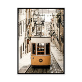 Lisbon Tram Vintage Wall Art – Yellow Tram on Cobblestone Street