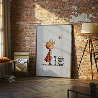 Little Prince Inspired Wall Print Boy with Sheep and Star Aesthetic Print