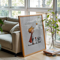 Little Prince Inspired Wall Print Boy with Sheep and Star Aesthetic Print
