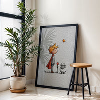 Little Prince Inspired Wall Print Boy with Sheep and Star Aesthetic Print