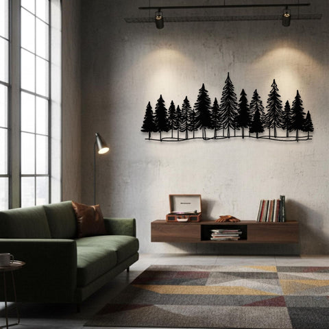 Minimalist Pine Trees in Nature Metal Wall Art