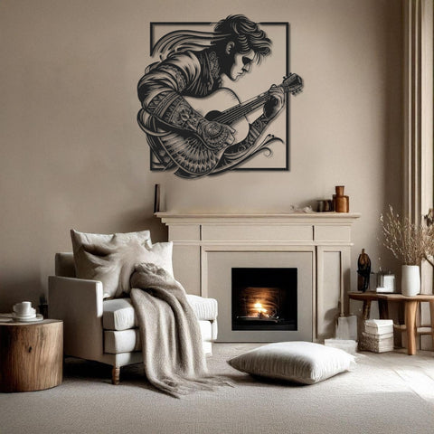 Tattoed Guitarist Metal Wall Art