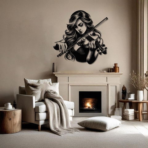 Female Violinist Metal Wall Art