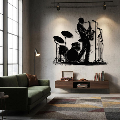 Sax Player Metal Wall Art