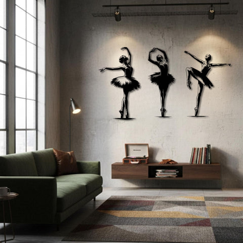 Flamenco Dancers Silhouette Set Of 3 Metal Wall Art