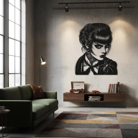 Fancy Gothic Woman Metal Wall Art