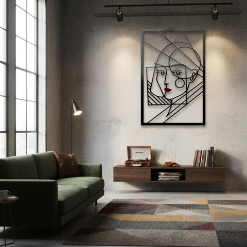 Minimalist Woman Face Metal Line Wall Art