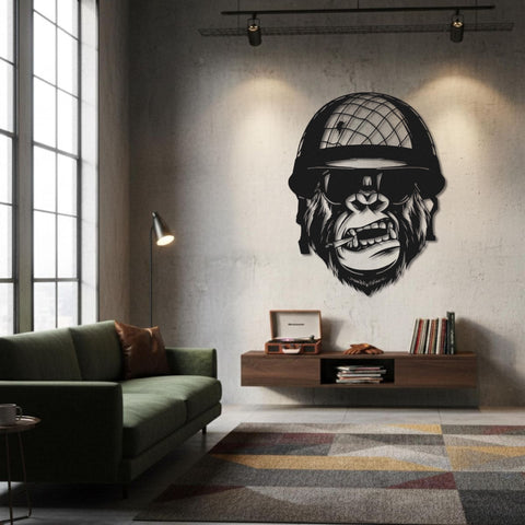 Gorilla Soldier Metal Wall Art Decor