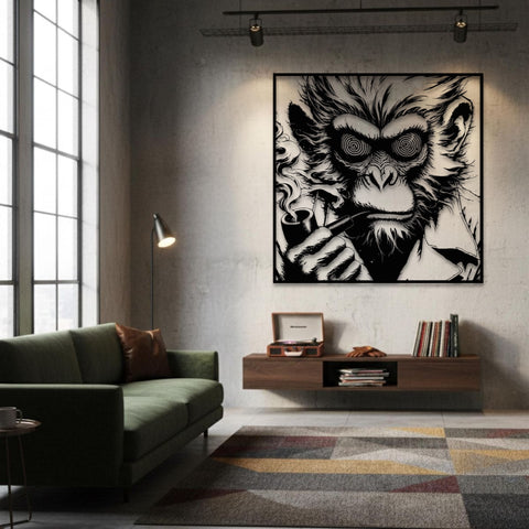 Monkey With Pipe Metal Wall Art