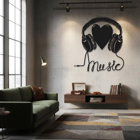 Headphone Heart Metal Wall Art