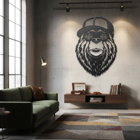 Papa Bear Metal Wall Art Decor