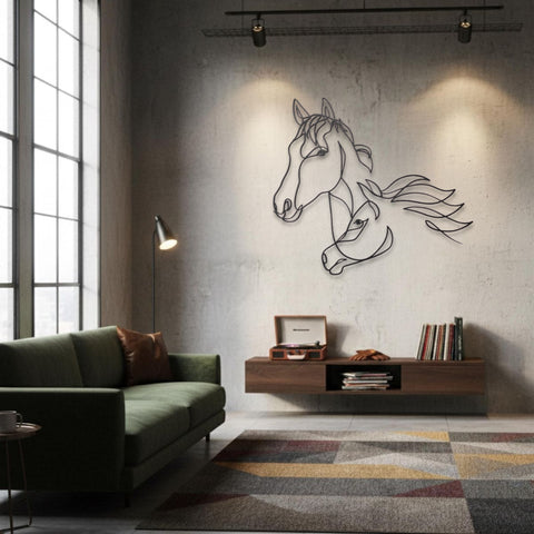 Horse One Line Metal Wall Art