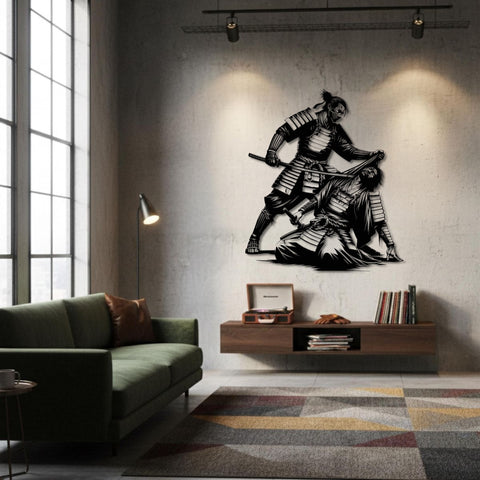 Samurai Battle Metal Wall Art