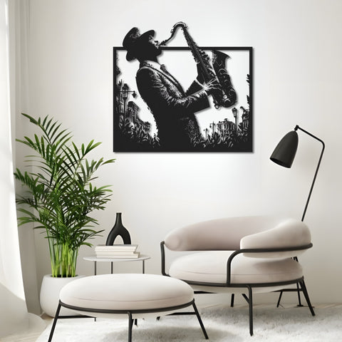 Saxophone Player Metal Wall Art