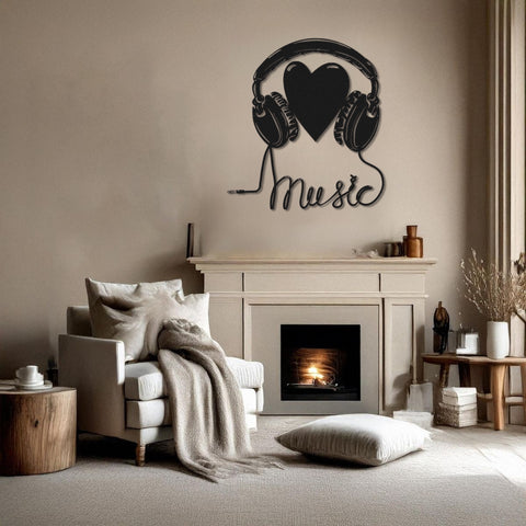 Headphone Heart Metal Wall Art