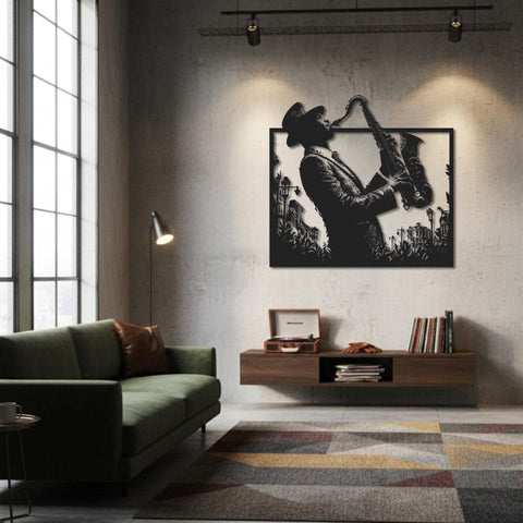 Saxophone Player Metal Wall Art
