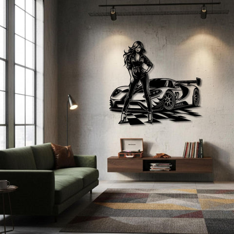 Racer Girl Metal Wall Art