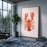 Lobster Kids Coastal Wall Art – Smiling Orange Sea Friend