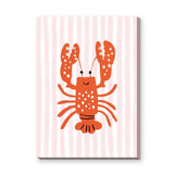 Lobster Kids Coastal Wall Art – Smiling Orange Sea Friend