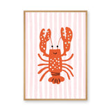 Lobster Kids Coastal Wall Art – Smiling Orange Sea Friend