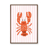 Lobster Kids Coastal Wall Art – Smiling Orange Sea Friend