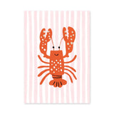Lobster Kids Coastal Wall Art – Smiling Orange Sea Friend