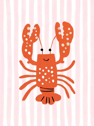 Lobster Kids Coastal Wall Art – Smiling Orange Sea Friend