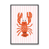 Lobster Kids Coastal Wall Art – Smiling Orange Sea Friend