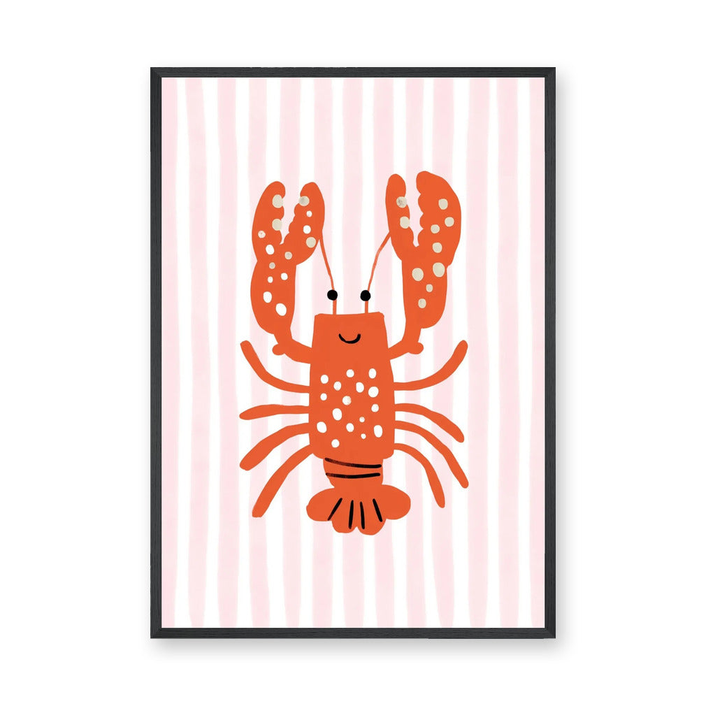 Lobster Kids Coastal Wall Art – Smiling Orange Sea Friend