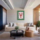 Lobster Modern Wall Art – Red Seafood Print on Green Plaid