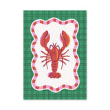 Lobster Modern Wall Art – Red Seafood Print on Green Plaid