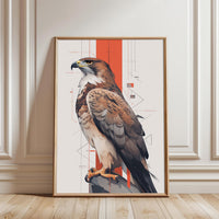LOCITRECEEL Hawk Minimal Wall Décor Poster – Sleek Bird Illustration Print