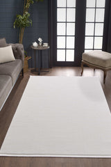 London Modern Shag Area Rug – Cream in a living room