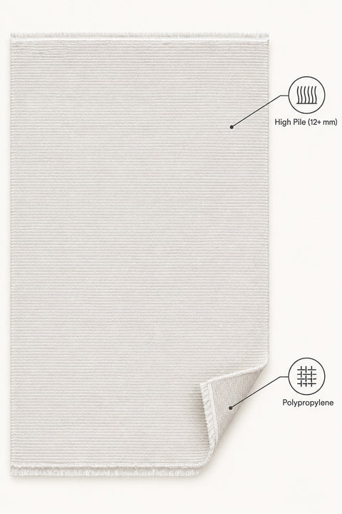 London Modern Shag Area Rug – Cream – features