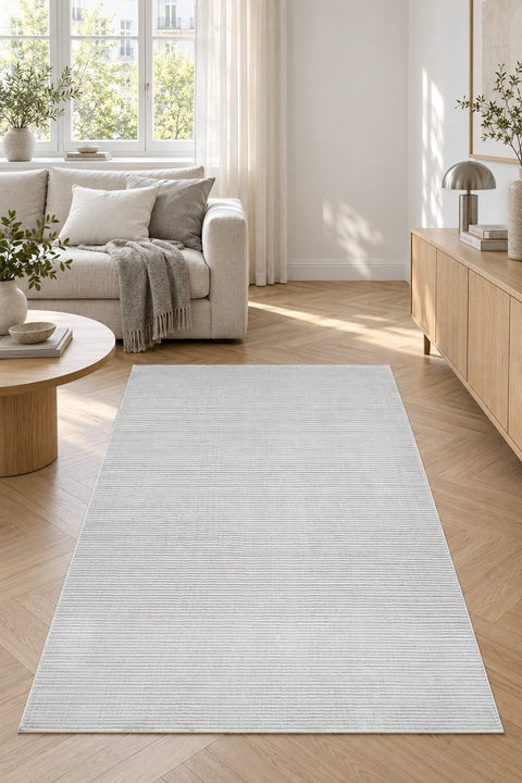 London Modern Shag Area Rug – Gray & Cream in a living room