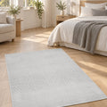 London Modern Shag Area Rug – Gray & Cream in a bedroom