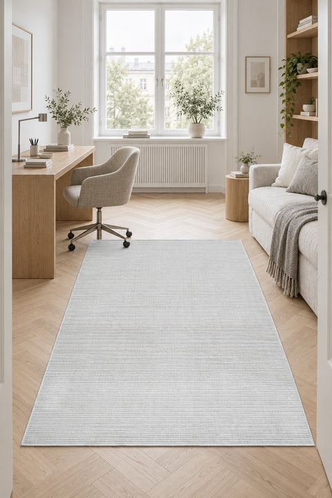 London Modern Shag Area Rug – Gray & Cream in a office